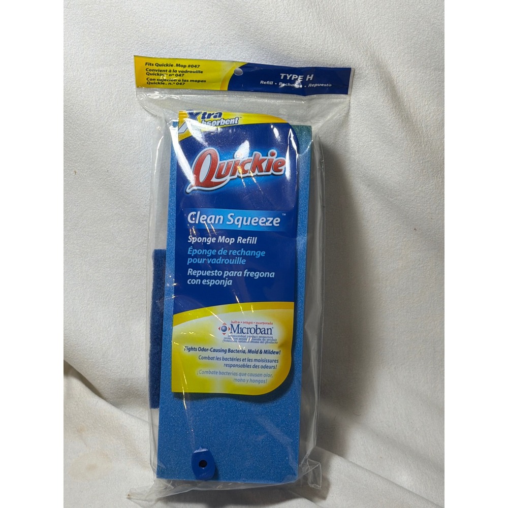 Quickie Clean Squeeze Sponge Mop Refill Type H Blue Microban 047MB New